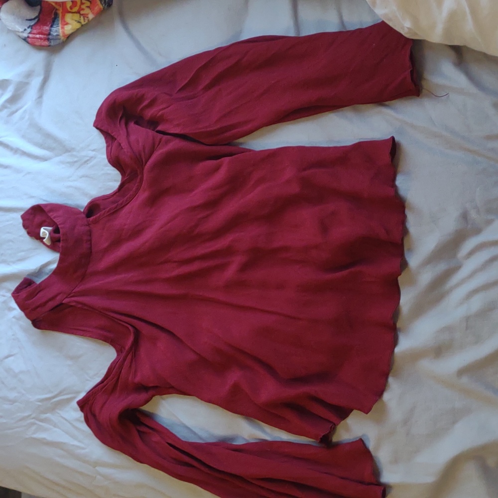 Red shoulder cut out halter top